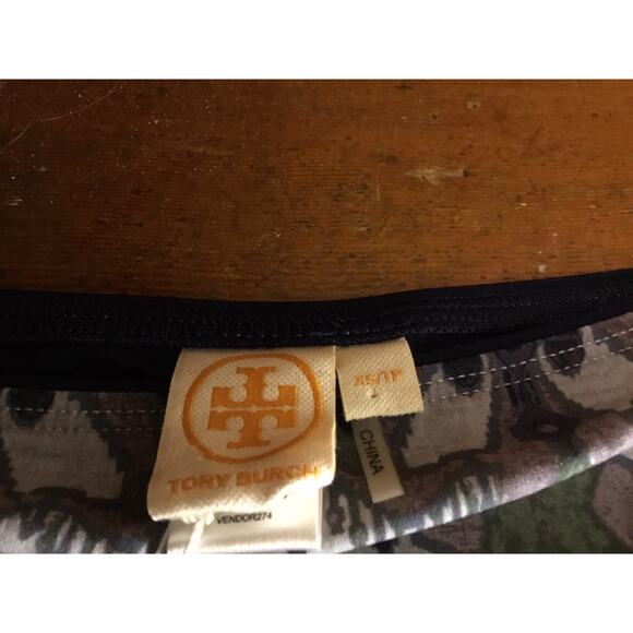 TORY BURCH SWIM GRAY NAVY LAGUNA IKAT PRINT BIKINI BOTTOMS HIPSTER Sz XS NWT - Picture 2 of 7